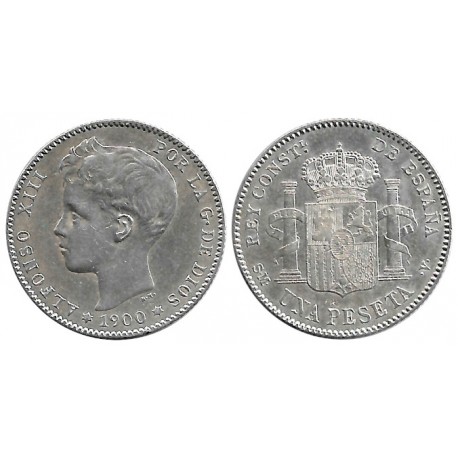 Alfonso XIII. 1900*(19-0-). 1 Peseta (MBC) (Plata) Ceca de Madrid SM-V