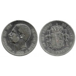 Alfonso XII. 1883*(---83). 1 Peseta (BC) (Plata) Ceca de Madrid MS-M