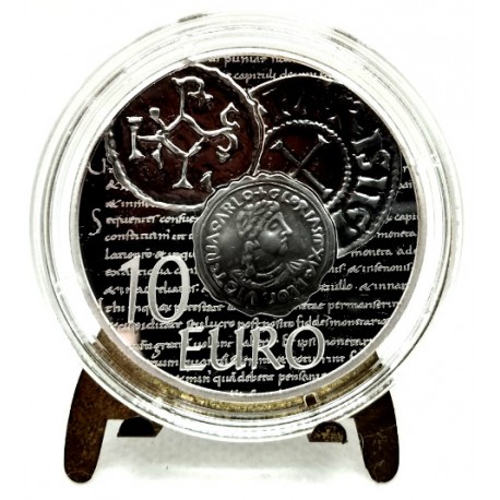 Francia. 2014. 10 Euro (Proof) (Plata) Denier de Charles Le Chauve