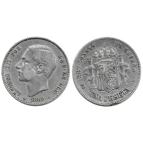 Alfonso XII. 1882*(18-82). 1 Peseta (BC/BC+) (Plata) Ceca de Madrid MS-M