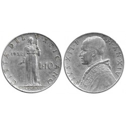 (52.1) Ciudad del Vaticano. 1952. 10 Lira (BC+)