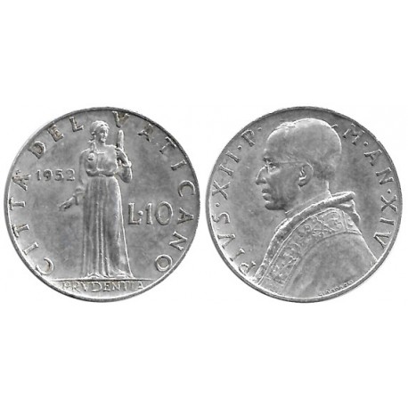 (52.1) Ciudad del Vaticano. 1952. 10 Lira (BC+)