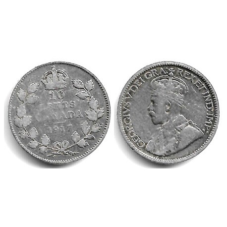 (23) Canadá. 1917. 10 Cents (BC) (Plata)