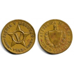(11.3a) Cuba. 1943. 5 Centavos (BC)