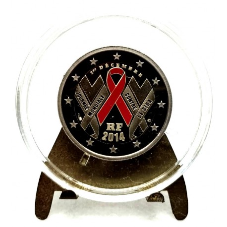 Francia. 2014. 2 Euro (Proof) Lucha contra el Sida