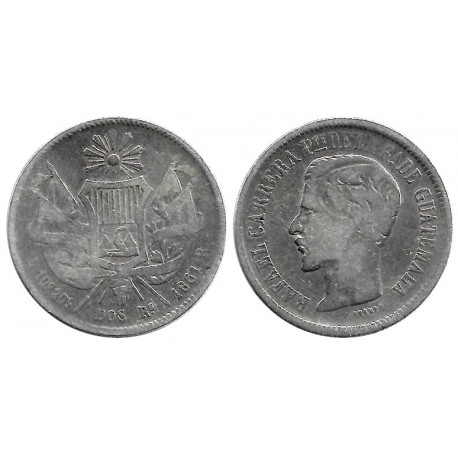 (134) Guatemala. 1861R. 2 Reales (BC) (Plata)