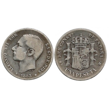 Alfonso XII. 1883*(-----). 1 Peseta (BC) (Plata) Ceca de Madrid MS-M