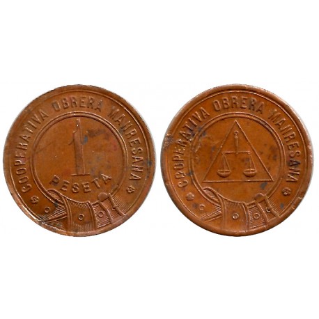 Cooperativa Obrera Manresana. 1 Peseta (BC)