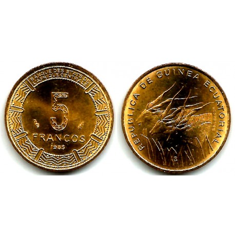(62) Guinea Ecuatorial. 1985. 5 Francs (SC)