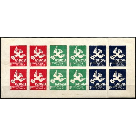 Viñetas de la II Exposición Filatélica de Tortosa (Nuevo, con señal de fijasellos)