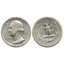(164) Estados Unidos de América. 1951(D). Quarter Dollar (MBC-) (Plata)