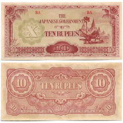 (16b) Burma. 1942-44. 10 Rupees (SC) Ocupación Japonesa II G.M.
