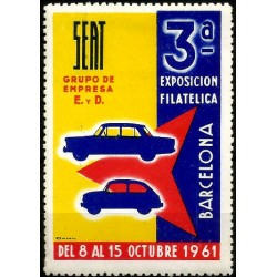 SEAT. 3a Exposición Filatélica en Barcelona. Año 1961 (Nuevo, con señal de fijasellos)