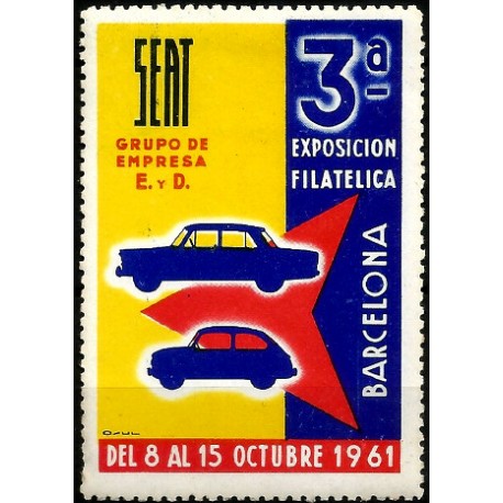 SEAT. 3a Exposición Filatélica en Barcelona. Año 1961 (Nuevo, con señal de fijasellos)