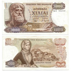(198b) Grecia. 1970. 1000 Drachma (MBC) Leve Mancha