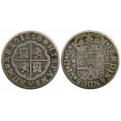 Fernando VI. 1758. 2 Reales (BC+) (Plata) Ceca de Sevilla JV
