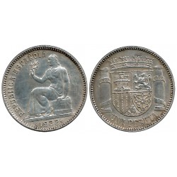 España (II República). 1933*(3-4). 1 Peseta (MBC+) (Plata)