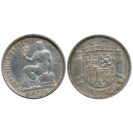 España (II República). 1933*(3-4). 1 Peseta (MBC+) (Plata)
