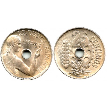 España (II República). 1934. 25 Céntimos (EBC)