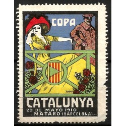 Viñeta Conmemortiva de la Copa de Catalunya en Mataró. Año 1910 (Nuevo, con señal de fijasellos)