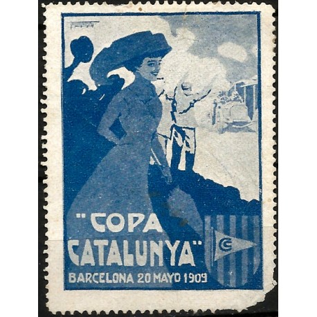 Viñeta Conmemortiva de la Copa de Catalunya en Mataró. Año 1909 (Nuevo, con señal de fijasellos)