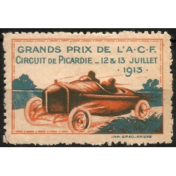 Viñeta Conmemorativa de Grands PRix de l,A.C.F. Circuit de PIcardie. Año 1913 (Nuevo, con señal de fjiasellos)