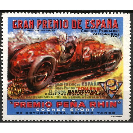 Viñeta Conm. Gran Premio de España. Premio Peña Rhin (Nuevo, con señal de fijasellos)