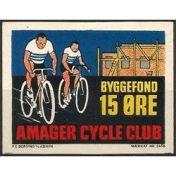 Viñeta Conmemorativa de Dinamarca. Club Ciclista Amager (Nuevo, con señal de fijasellos)