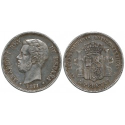 Amadeo I. 1871*(18-71). 5 Pesetas (BC+/BC) (Plata) Ceca de Madrid SD-M