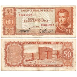 (162) Bolivia. 1962. 50 Pesos (BC) Leve rotura margen derecho