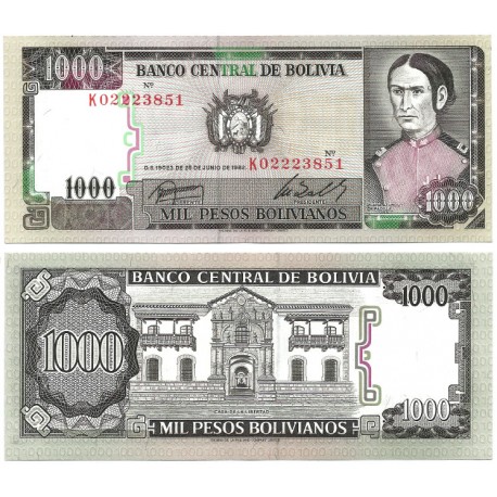 (167a) Bolivia. 1982. 1000 Pesos (SC)