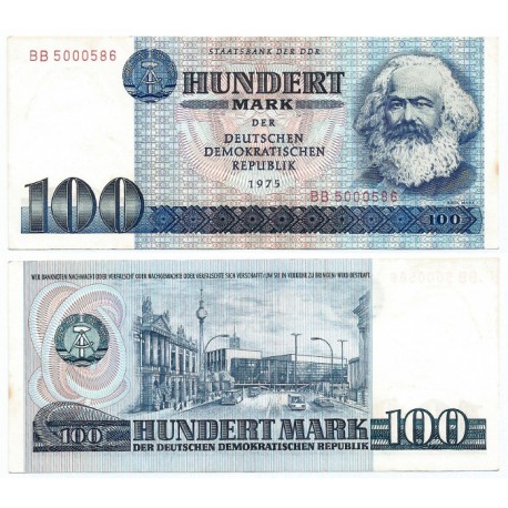(31a) Alemania Democrática. 1975. 100 Mark (SC-) Leve Mancha