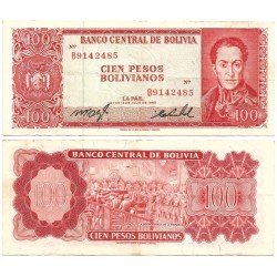 (163a) Bolivia. 1962. 100 Pesos (BC+)