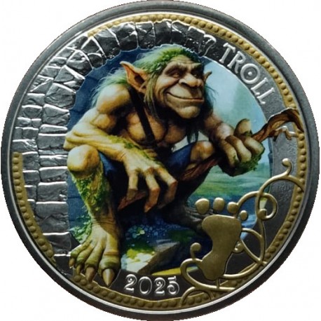 Austria. 2025. 3 Euro (SC) Criaturas Místicas, TROLL