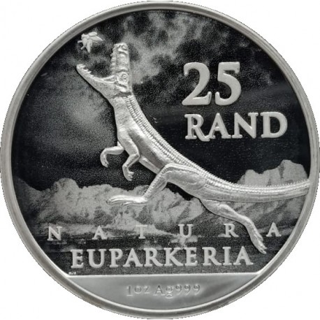 Sudáfrica. 2019. 25 Rand (Proof) (Plata) Arcosaurio, 1 Oz. .999