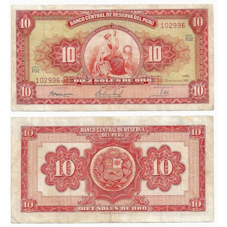 (84a) Perú. 1966. 10 Soles de Oro (MBC-)