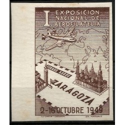 Viñetas Conm. I Exposición Nacional de Aerofilatelia. Zaragoza. Año 1949 (Nuevo, con señal de fijasellos)