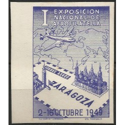 Viñetas Conm. I Exposición Nacional de Aerofilatelia. Zaragoza. Año 1949 (Nuevo, con señal de fijasellos)