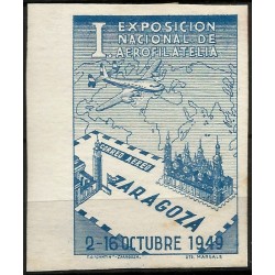 Viñetas Conm. I Exposición Nacional de Aerofilatelia. Zaragoza. Año 1949 (Nuevo, con señal de fijasellos)