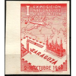 Viñetas Conm. I Exposición Nacional de Aerofilatelia. Zaragoza. Año 1949 (Nuevo, con señal de fijasellos)
