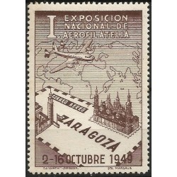 Viñetas Conm. I Exposición Nacional de Aerofilatelia. Zaragoza. Año 1949 (Nuevo, con señal de fijasellos)