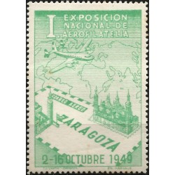 Viñetas Conm. I Exposición Nacional de Aerofilatelia. Zaragoza. Año 1949 (Nuevo, con señal de fijasellos)