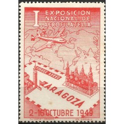 Viñetas Conm. I Exposición Nacional de Aerofilatelia. Zaragoza. Año 1949 (Nuevo, con señal de fijasellos)