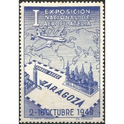 Viñetas Conm. I Exposición Nacional de Aerofilatelia. Zaragoza. Año 1949 (Nuevo, con señal de fijasellos)