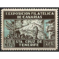 Viñeta Conm. 1a Exposición Filatélica de Canarias. Sta. Cruz de Tenerife. Año 1949 (Nuevo, con señal de fijasellos)