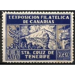 Viñeta Conm. 1a Exposición Filatélica de Canarias. Sta. Cruz de Tenerife. Año 1949 (Nuevo, con señal de fijasellos)