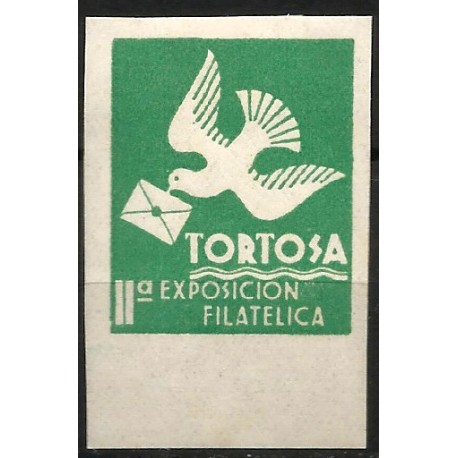 Viñeta Conm. II Exposición Filatélica. Tortosa (Nuevo, con señal de fijasellos)