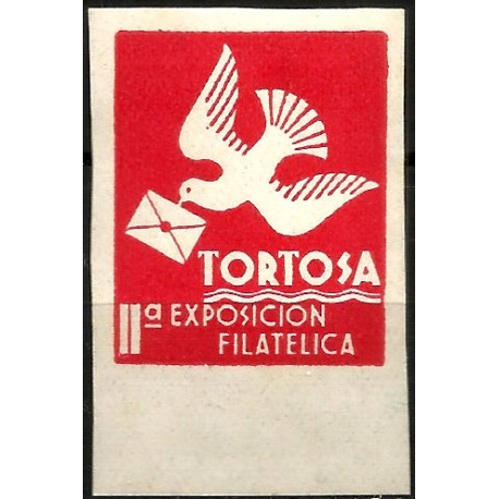 Viñeta Conm. II Exposición Filatélica. Tortosa (Nuevo, con señal de fijasellos)
