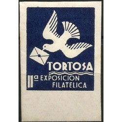 Viñeta Conm. II Exposición Filatélica. Tortosa (Nuevo, con señal de fijasellos)