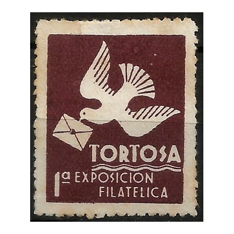 Viñeta Conm. I Exposición Filatélica. Tortosa (Nuevo, con señal de fijasellos)